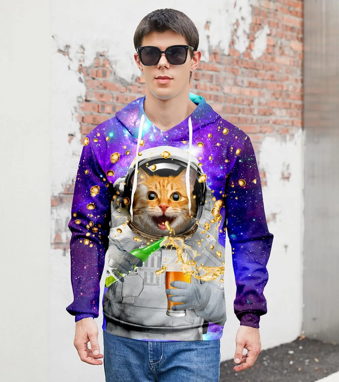 Loveternal Mens Womens Fleece Liner Hoodies Novelty Graphic Pullover Hooded Sweatshirts