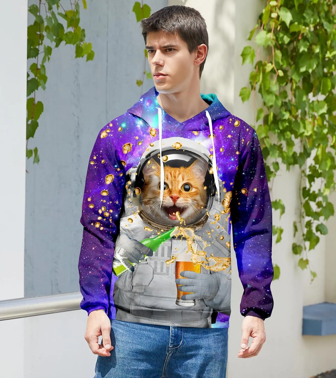 Loveternal Mens Womens Fleece Liner Hoodies Novelty Graphic Pullover Hooded Sweatshirts