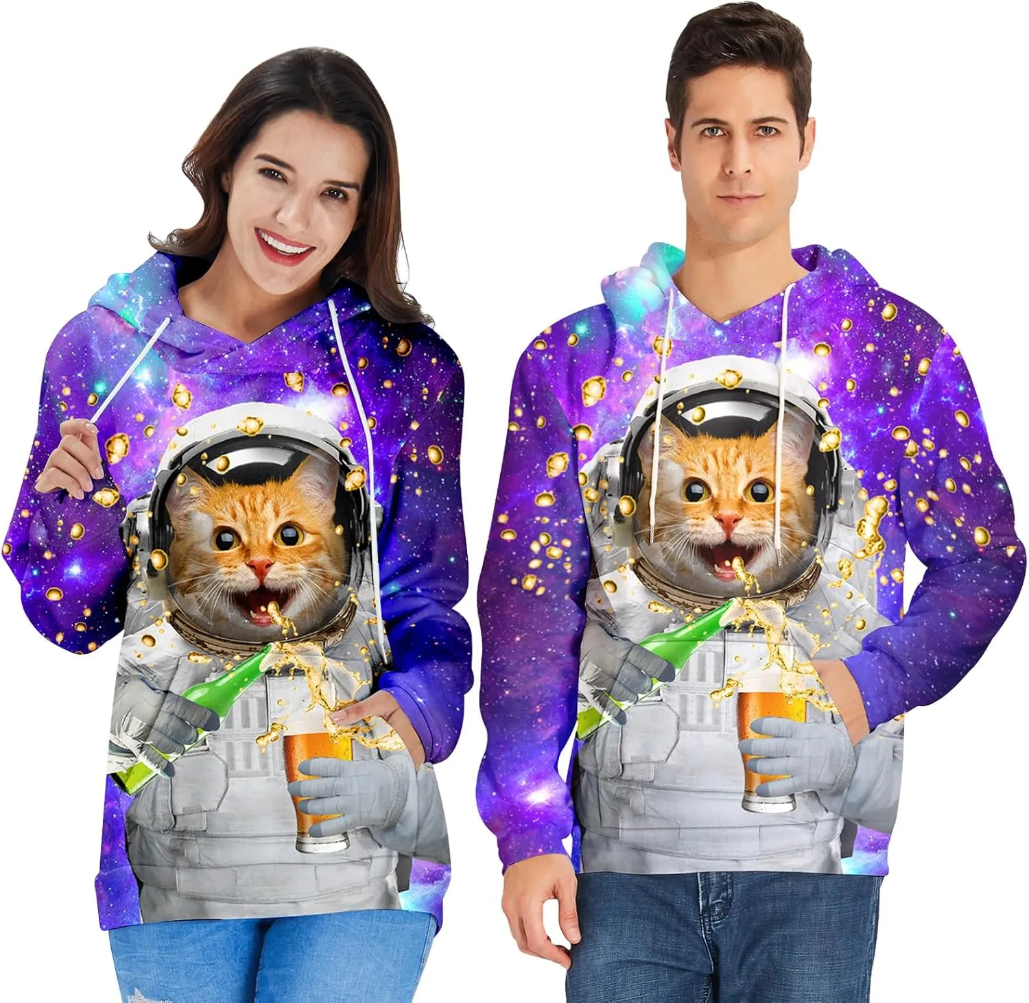 Loveternal Mens Womens Fleece Liner Hoodies Novelty Graphic Pullover Hooded Sweatshirts