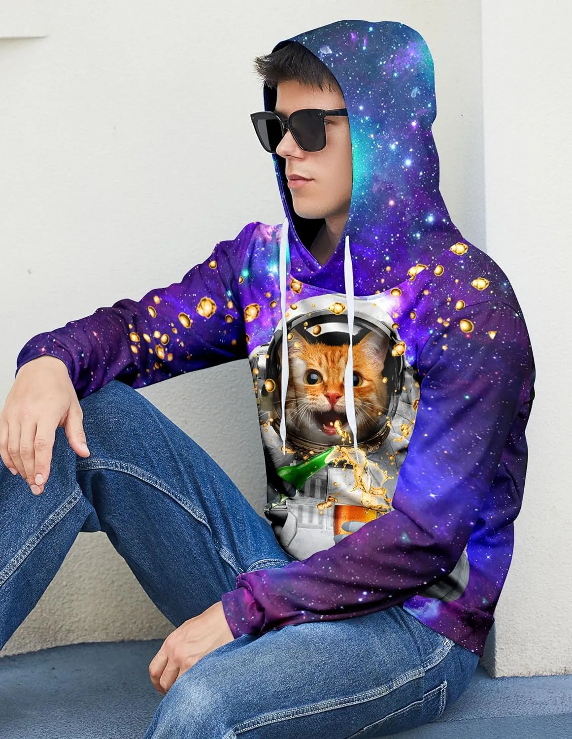 Loveternal Mens Womens Fleece Liner Hoodies Novelty Graphic Pullover Hooded Sweatshirts