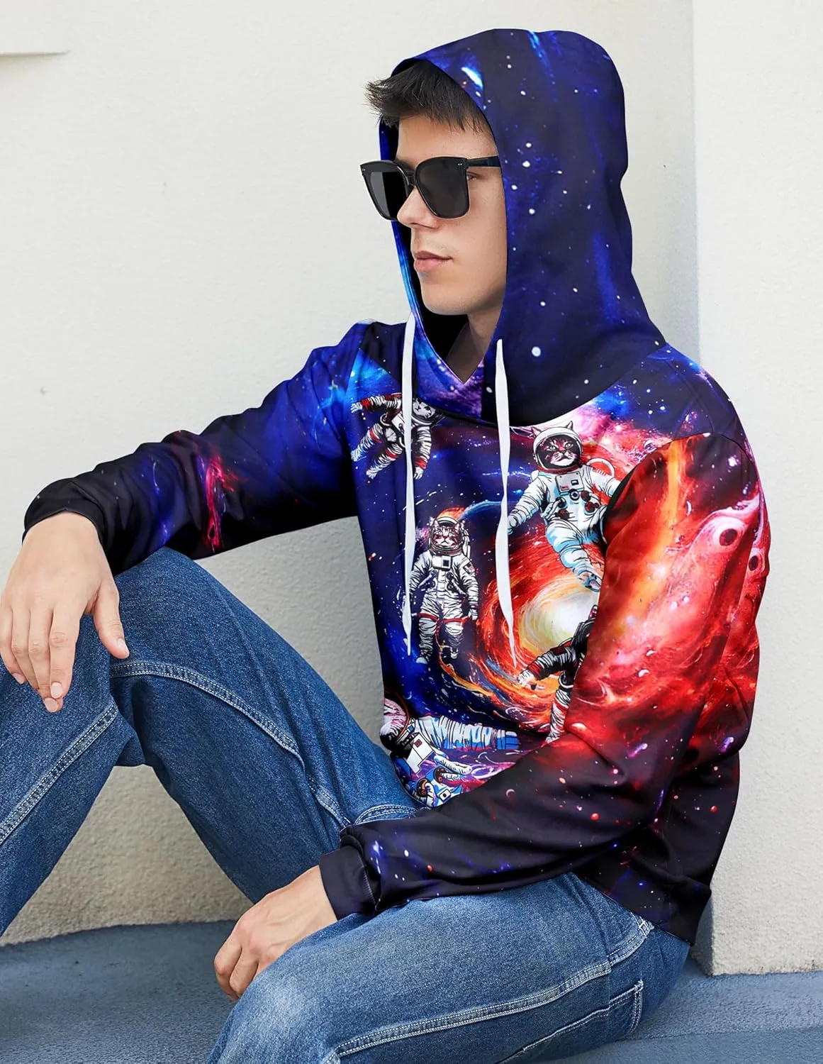 Loveternal Mens Womens Fleece Liner Hoodies Novelty Graphic Pullover Hooded Sweatshirts