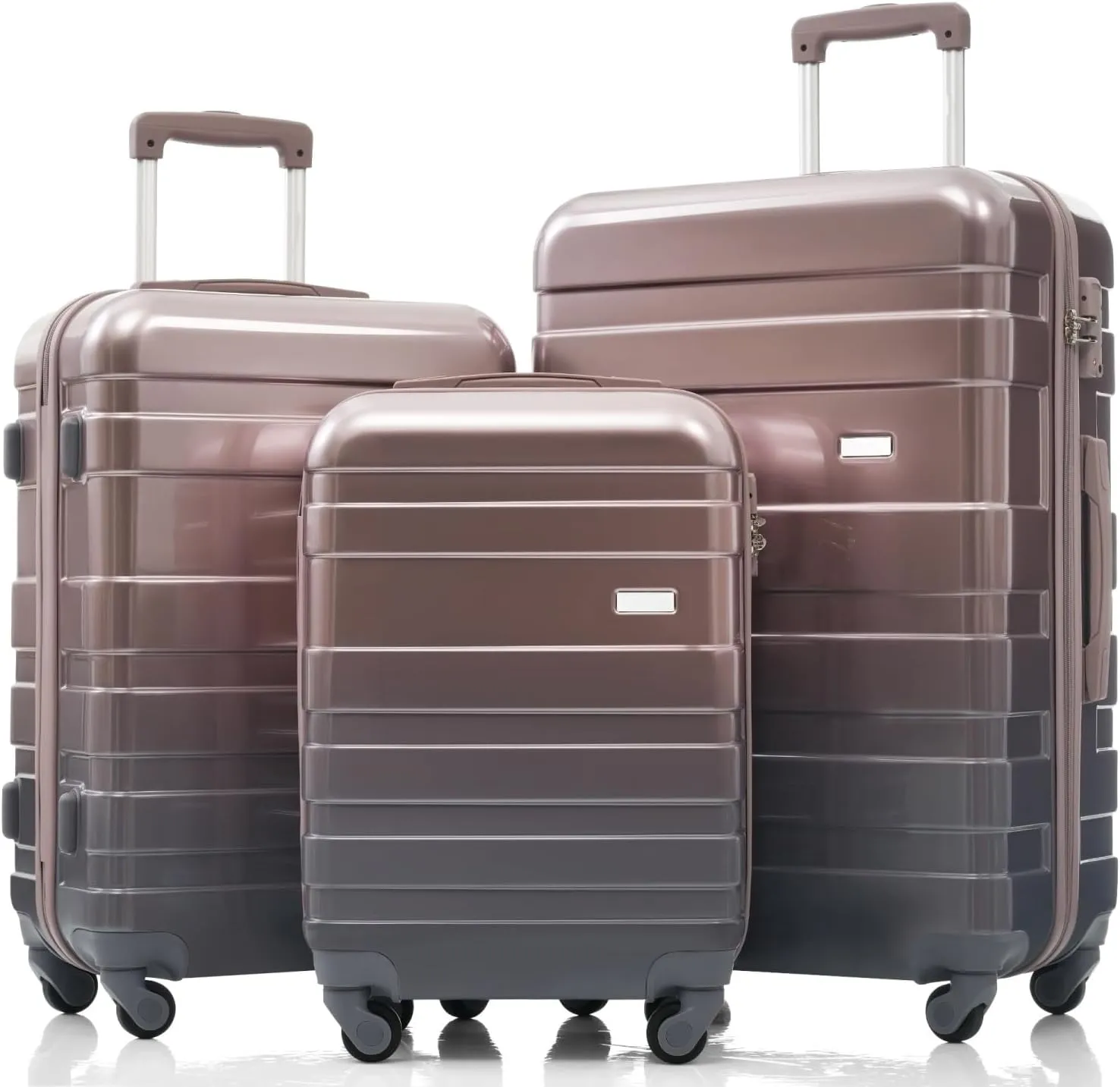 Luggage Sets New Model Abs Hardshell 3Pcs Clearance Luggage Hardside Lightweight Durable Suitcase Sets Spinner Wheels Suitcase With Tsa Lock 20" 24" 28"(Golden)