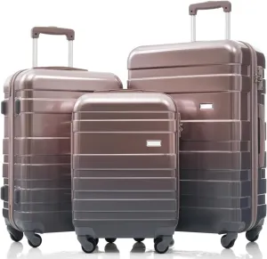 Luggage Sets New Model Abs Hardshell 3Pcs Clearance Luggage Hardside Lightweight Durable Suitcase Sets Spinner Wheels Suitcase With Tsa Lock 20" 24" 28"(Golden)