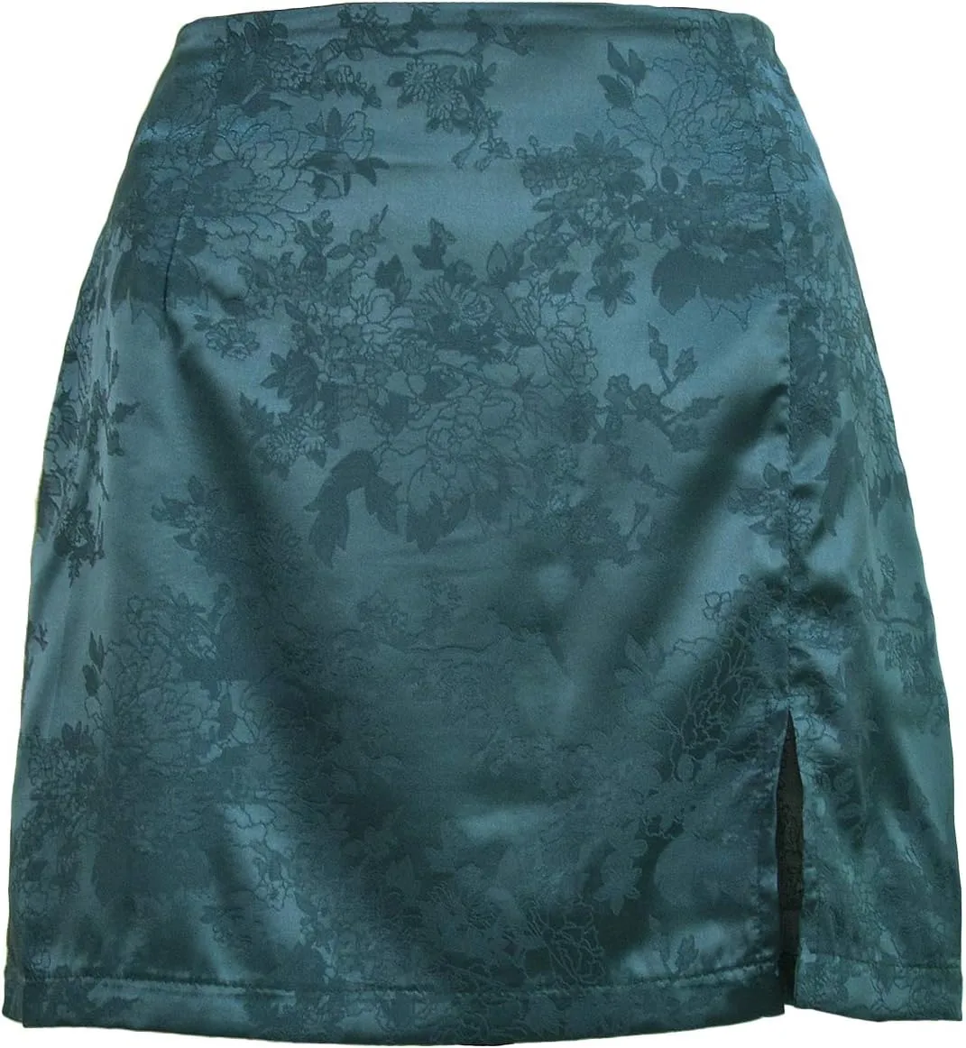 LYANER Women's Elegant Jacquard Side Split Slit Zipper High Waist Mini Short Skirt
