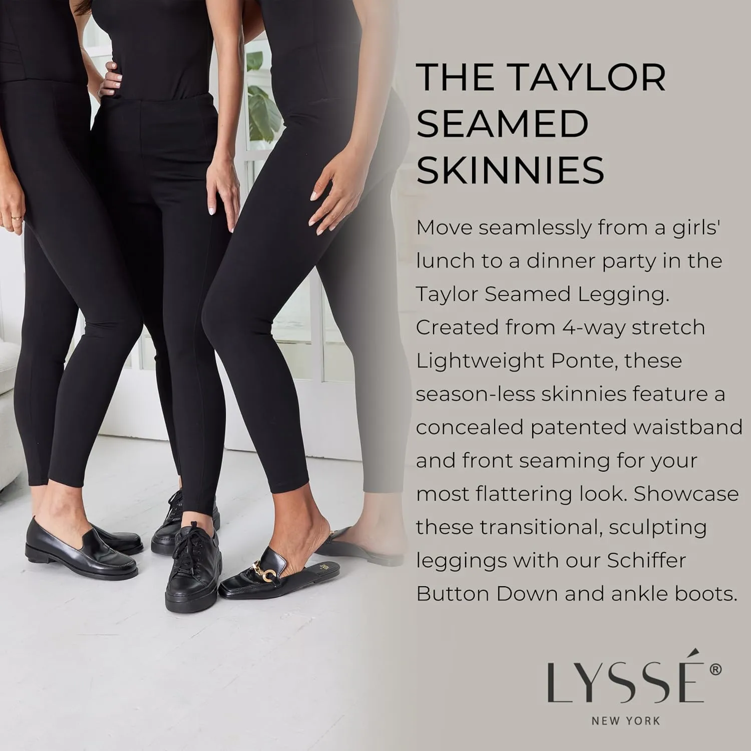 Lyss Women's Taylor Seamed Light Weight Ponte Legging