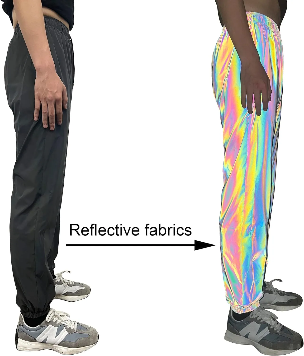 LZLRUN Rainbow Reflective Shorts Pants Men Fluorescent Trousers Casual Night Jogger