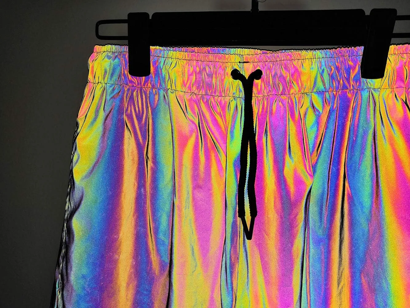 LZLRUN Rainbow Reflective Shorts Pants Men Fluorescent Trousers Casual Night Jogger