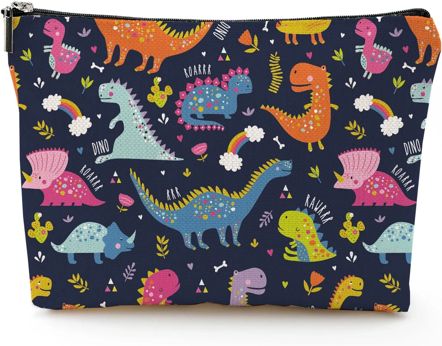 Makeup Bag for Women Travel Makeup Bag Large Cosmetic Bag Zipper Pouch Toiletry Bags Makeup Organizer Bag 7X10in - Cute Dinosaur