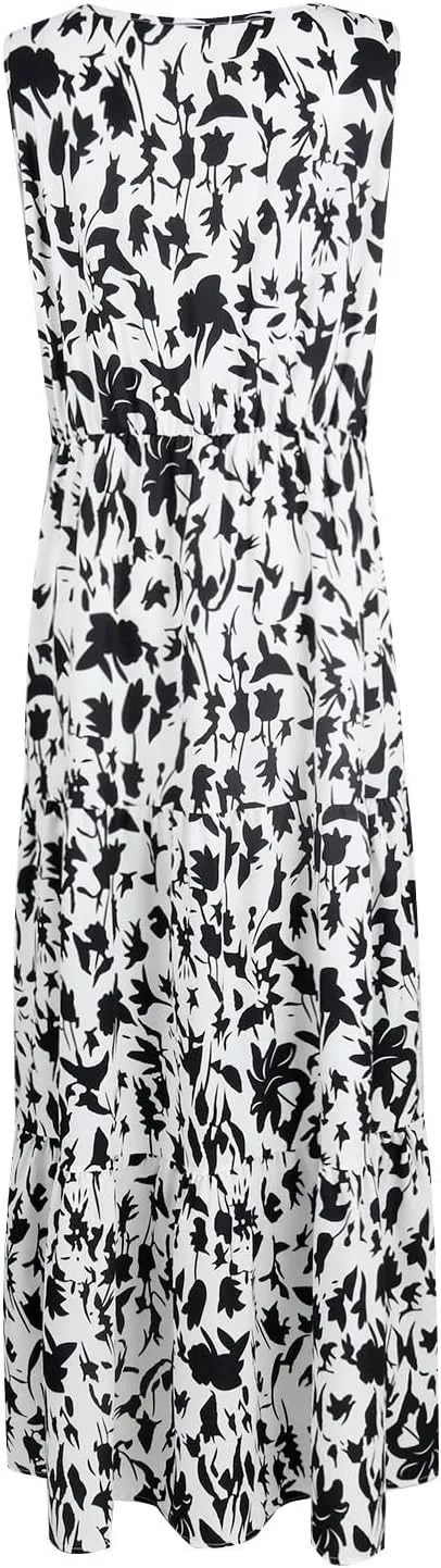 Maxi Dresses for Women Summer Wrap V Neck Long Floral Dress Elegant Formal Wedding Guest Dresses Boho Flowy Sundress