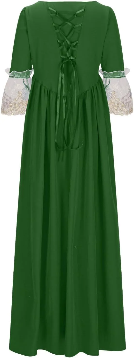 Medieval Dress for Women Plus Size Victorian Medieval Renaissance Ball Gown Costumes Halloween Gothic Witch Dress