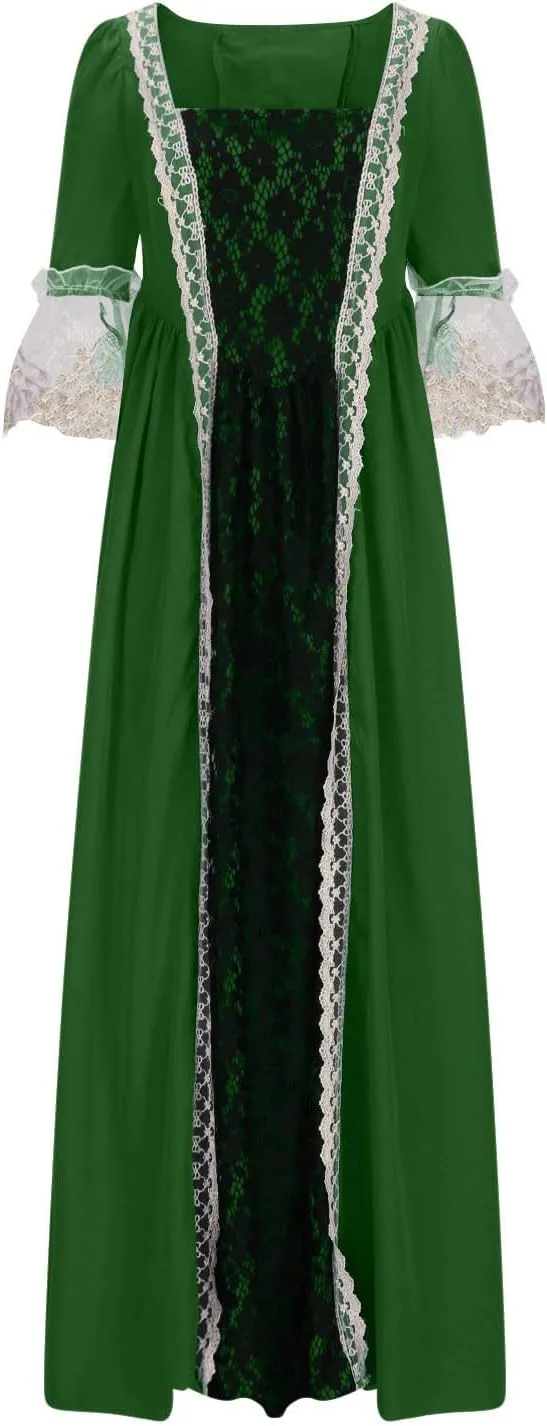 Medieval Dress for Women Plus Size Victorian Medieval Renaissance Ball Gown Costumes Halloween Gothic Witch Dress