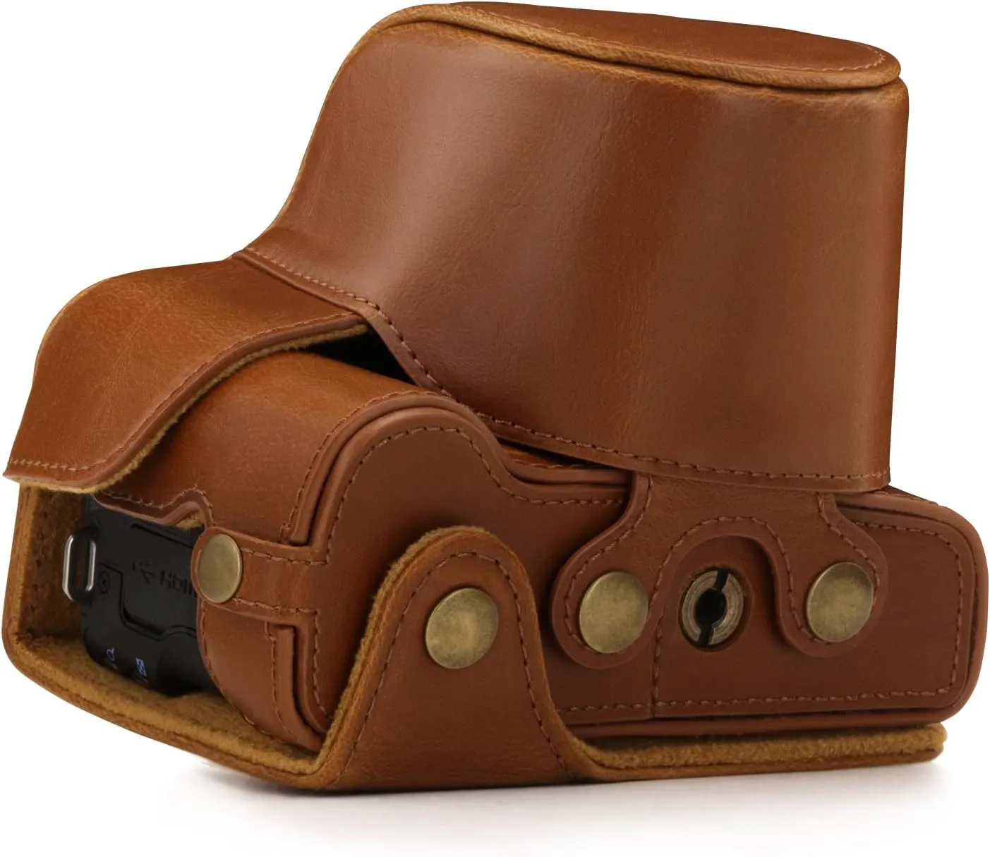 MegaGear Canon EOS M50 Pu Leather Camera Case, Light Brown (MG1448)