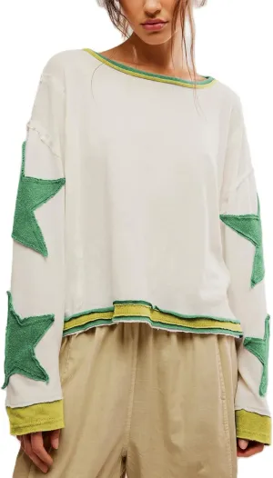 Meiweileya Y2k Oversized Sweatshirts for Womens Vintage Star Striped Graphic Print Hoodies Shirts Fall Crewneck Trendy Tops
