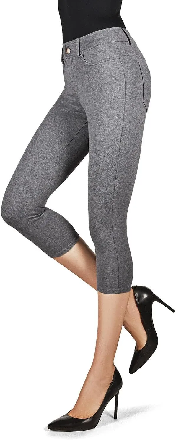 MeMoi Light Ponte Cotton Blend Capri Leggings