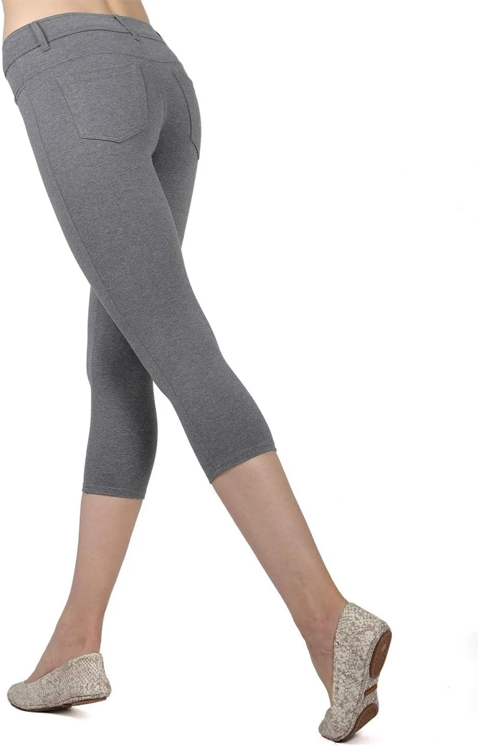 MeMoi Light Ponte Cotton Blend Capri Leggings