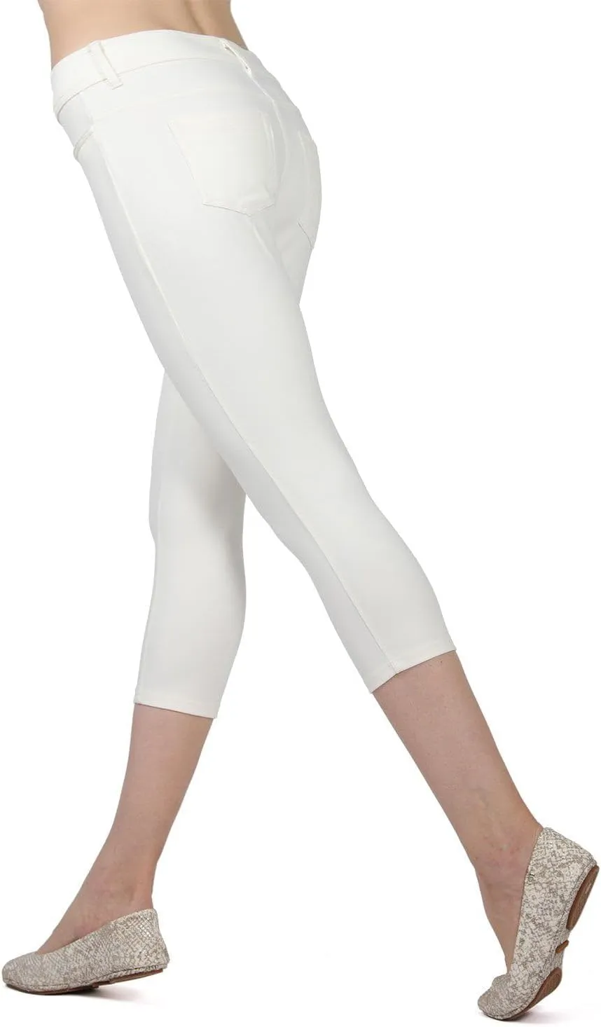 MeMoi Light Ponte Cotton Blend Capri Leggings