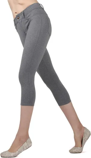 MeMoi Light Ponte Cotton Blend Capri Leggings