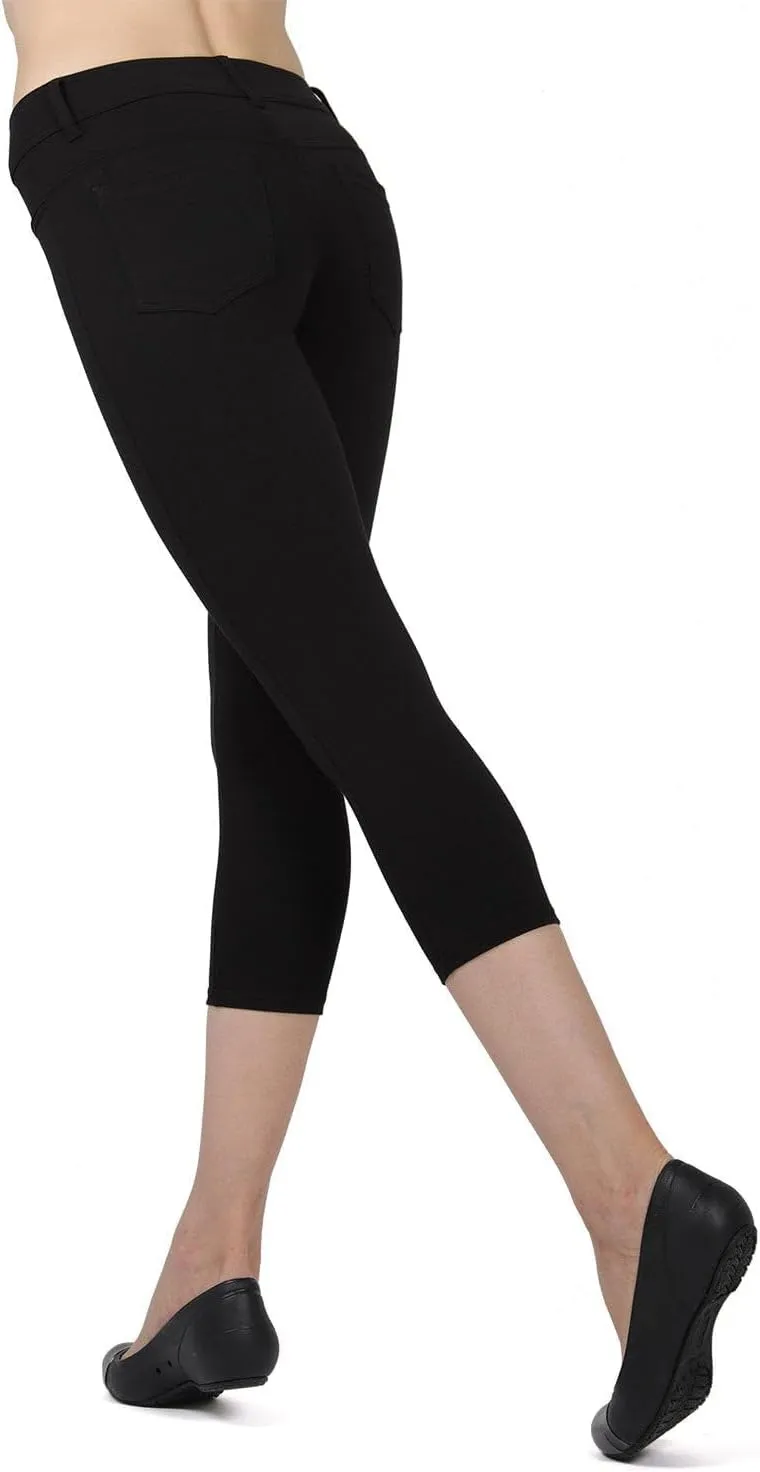 MeMoi Light Ponte Cotton Blend Capri Leggings