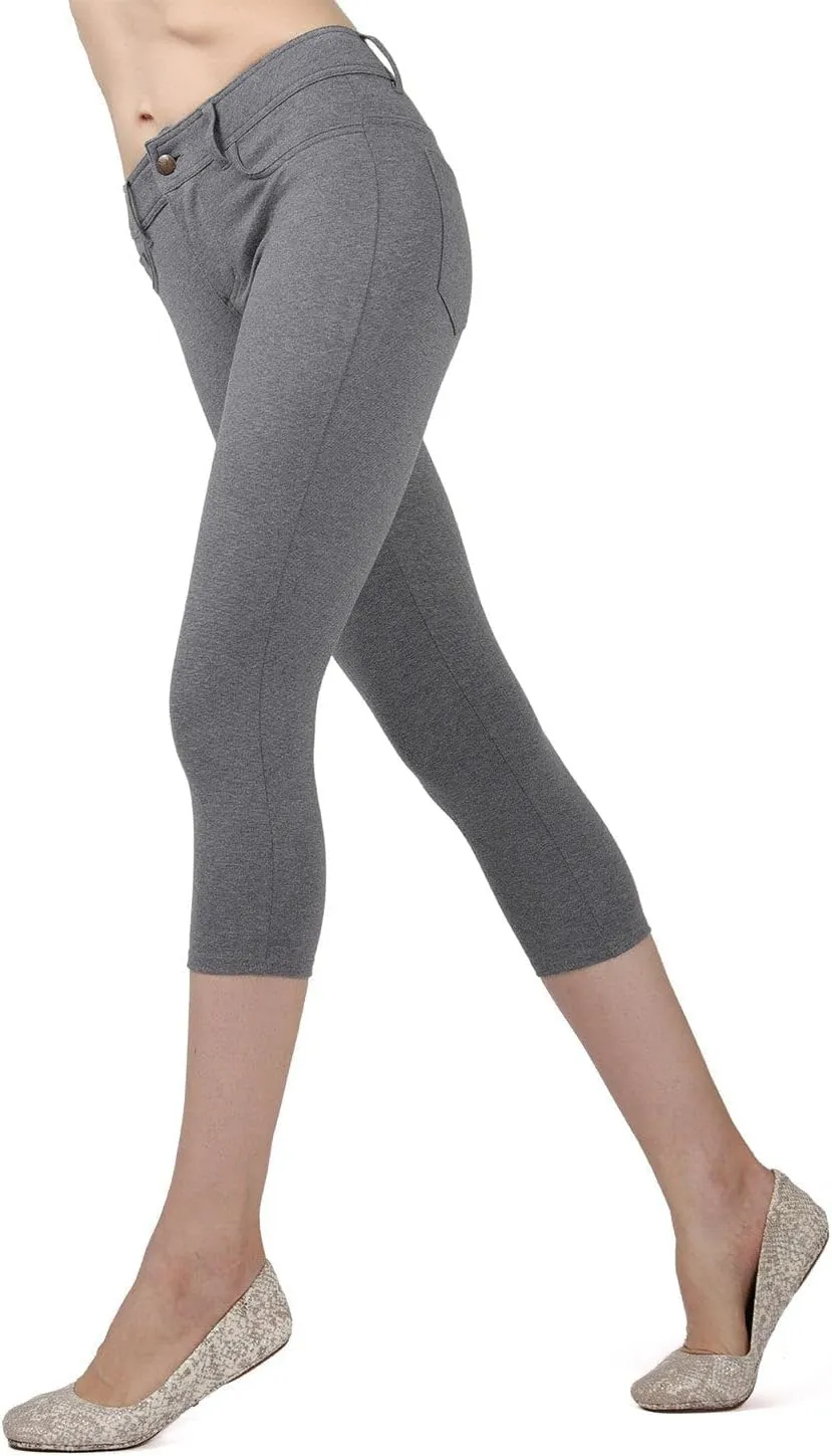MeMoi Light Ponte Cotton Blend Capri Leggings