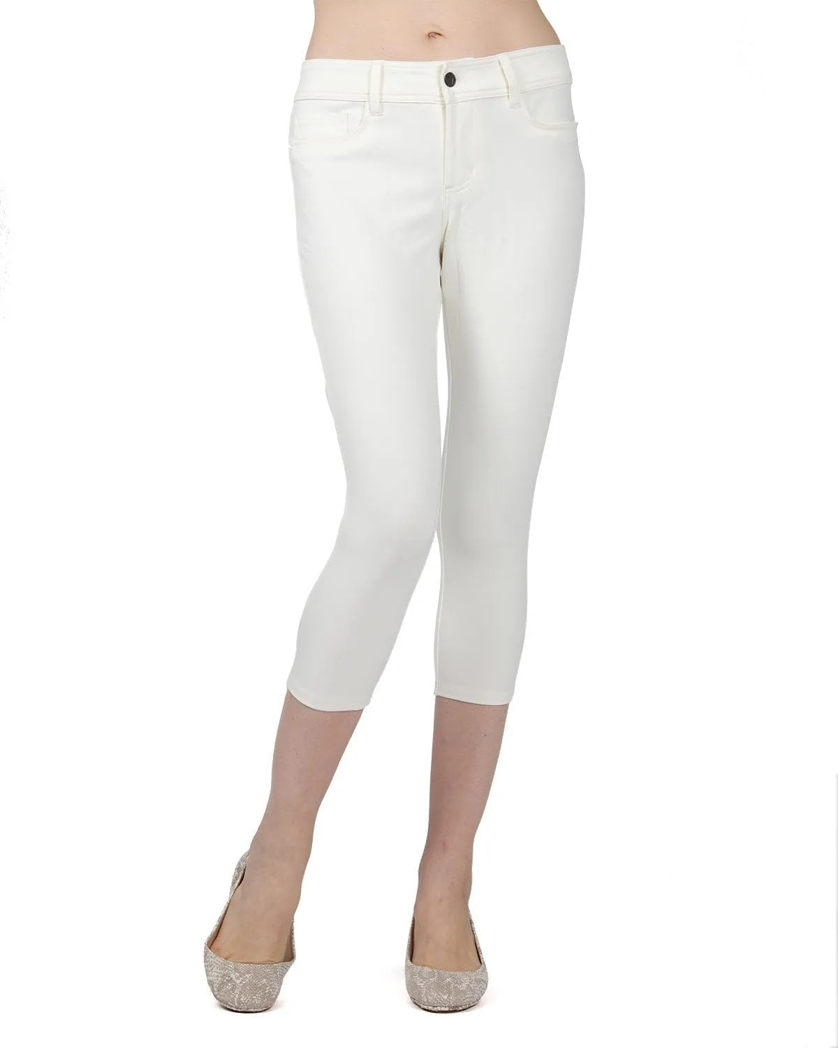 MeMoi Light Ponte Cotton Blend Capri Leggings