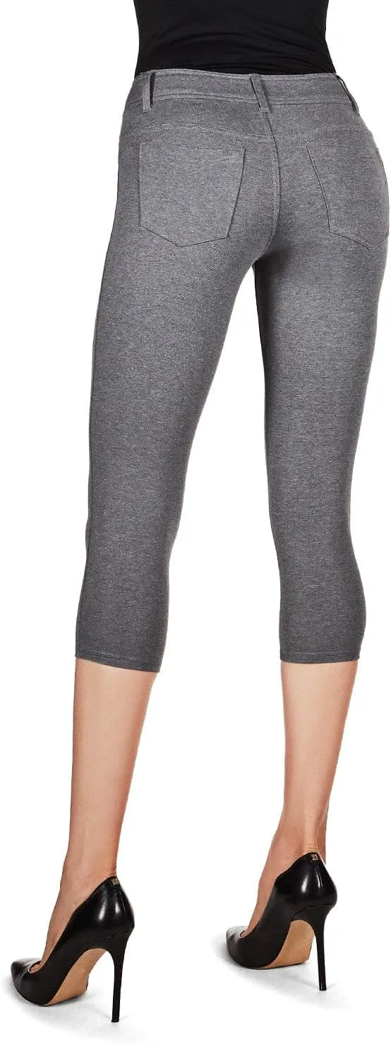 MeMoi Light Ponte Cotton Blend Capri Leggings