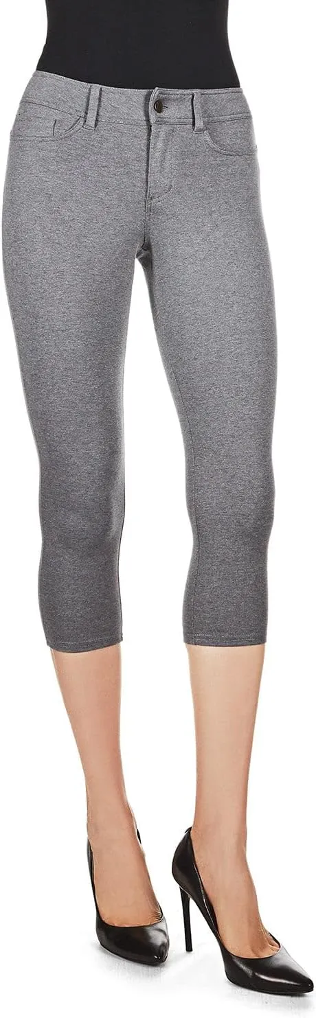 MeMoi Light Ponte Cotton Blend Capri Leggings