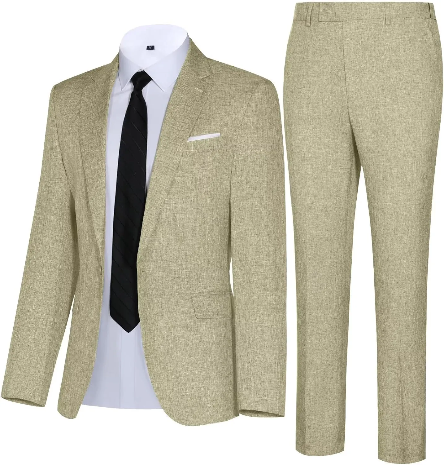 Men Casual Suits Classic Fit 2 Piece Suit One Button Lightweight Blazer Jacket Pants Set for Business Prom Wedding