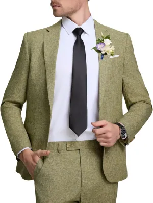 Men Casual Suits Classic Fit 2 Piece Suit One Button Lightweight Blazer Jacket Pants Set for Business Prom Wedding