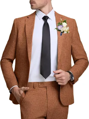 Men Casual Suits Classic Fit 2 Piece Suit One Button Lightweight Blazer Jacket Pants Set for Business Prom Wedding