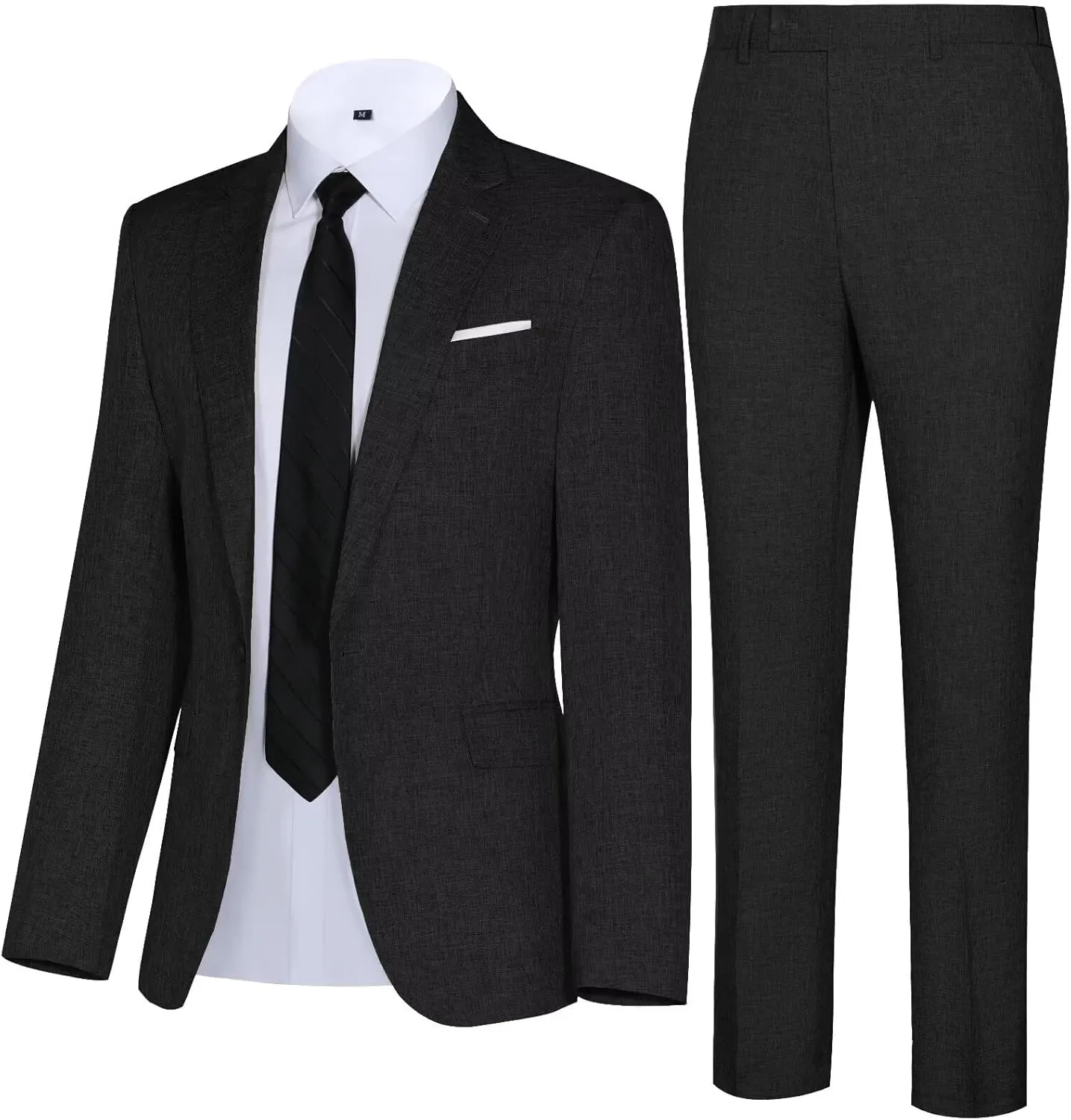 Men Casual Suits Classic Fit 2 Piece Suit One Button Lightweight Blazer Jacket Pants Set for Business Prom Wedding