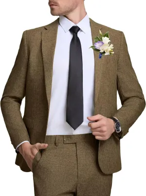 Men Casual Suits Classic Fit 2 Piece Suit One Button Lightweight Blazer Jacket Pants Set for Business Prom Wedding