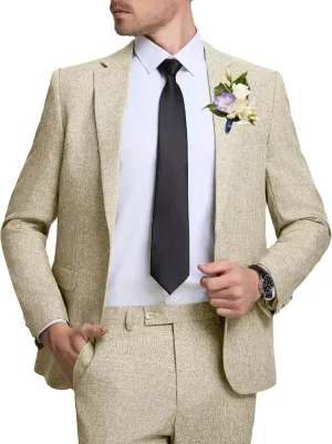 Men Casual Suits Classic Fit 2 Piece Suit One Button Lightweight Blazer Jacket Pants Set for Business Prom Wedding