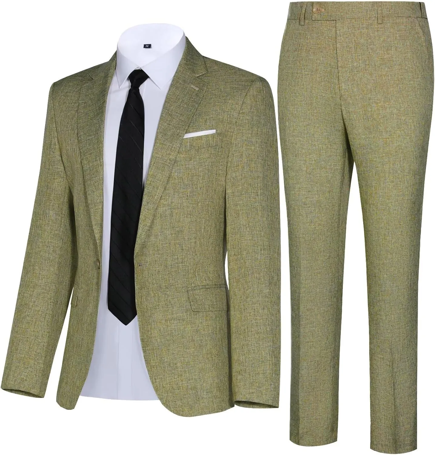Men Casual Suits Classic Fit 2 Piece Suit One Button Lightweight Blazer Jacket Pants Set for Business Prom Wedding