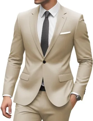 Mens 2 Piece Suit Men Classic Fit Wedding Prom Mens Suits Sets One Button Suits for Men 2025