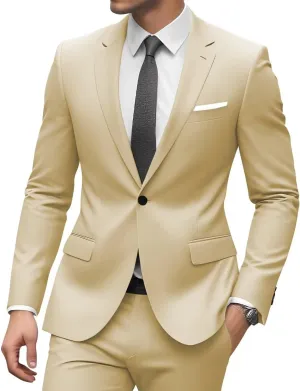Mens 2 Piece Suit Men Classic Fit Wedding Prom Mens Suits Sets One Button Suits for Men 2025
