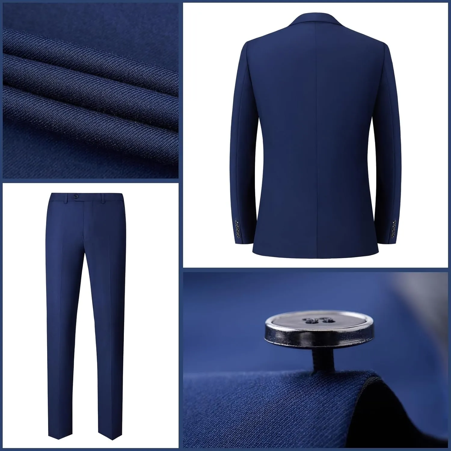 Mens 2 Piece Suits Classic Fit 1 Button Dress Suits Tuxedo Jacket Blazer for Wedding Business Dinner Prom