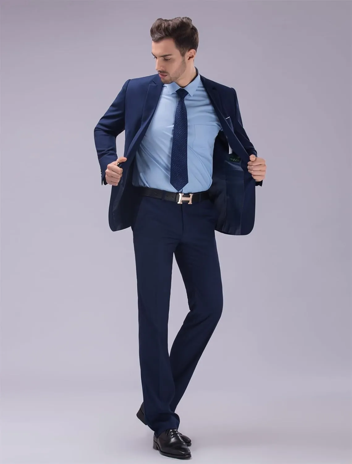 Mens 2 Piece Suits Classic Fit 1 Button Dress Suits Tuxedo Jacket Blazer for Wedding Business Dinner Prom