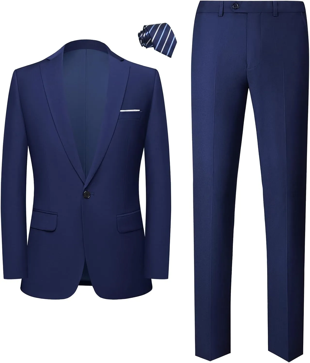 Mens 2 Piece Suits Classic Fit 1 Button Dress Suits Tuxedo Jacket Blazer for Wedding Business Dinner Prom