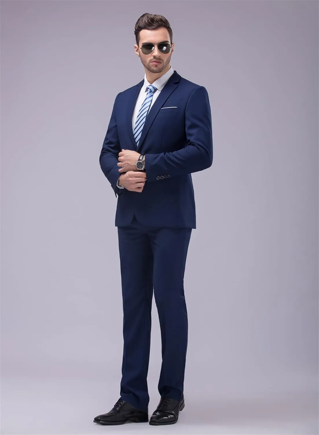 Mens 2 Piece Suits Classic Fit 1 Button Dress Suits Tuxedo Jacket Blazer for Wedding Business Dinner Prom