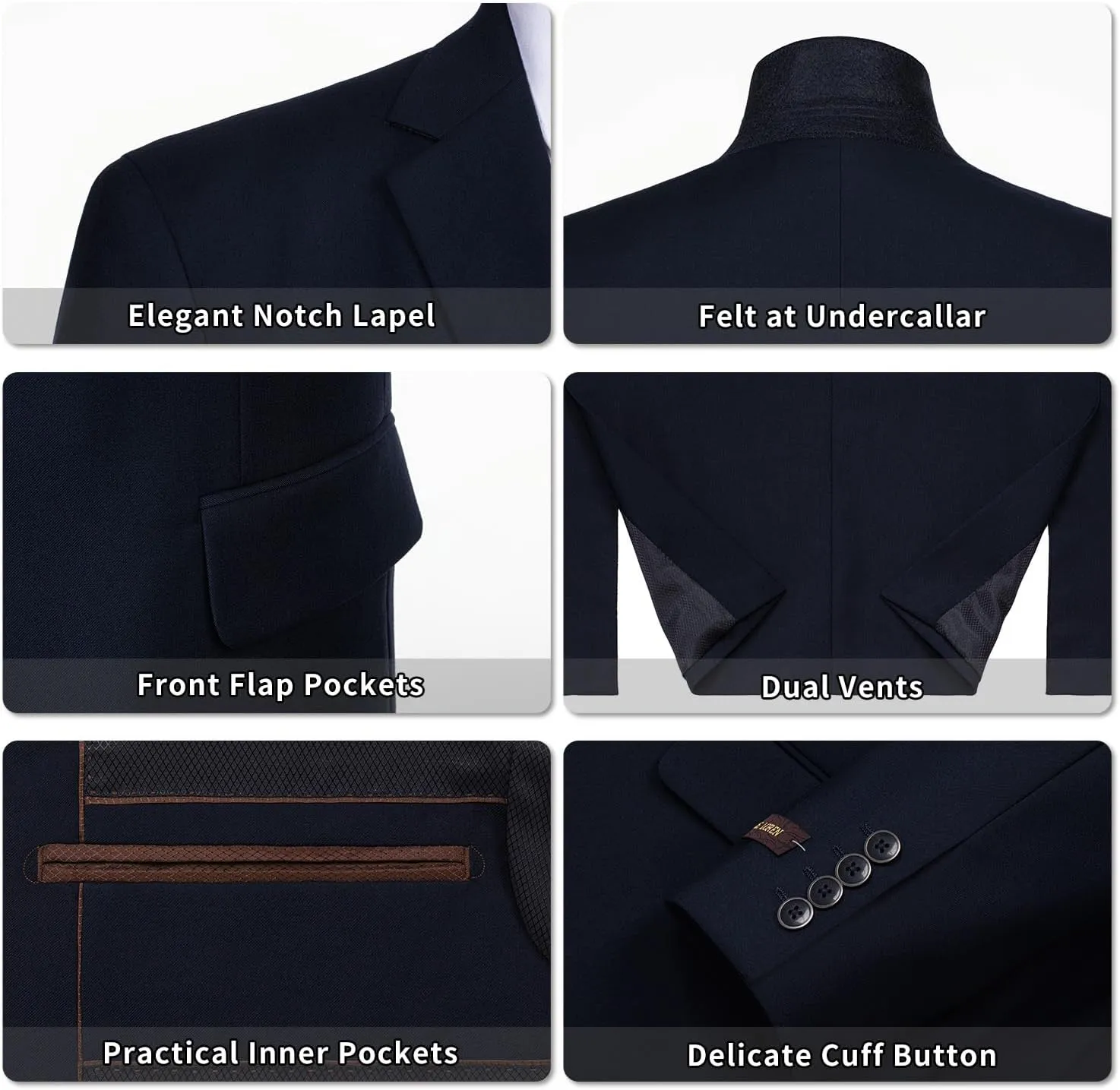 Men's 2 Piece Suits Classic Fit Single Breasted 2 Buttons Business Wedding Suit Jacket Blazer & Pleated Pants Set