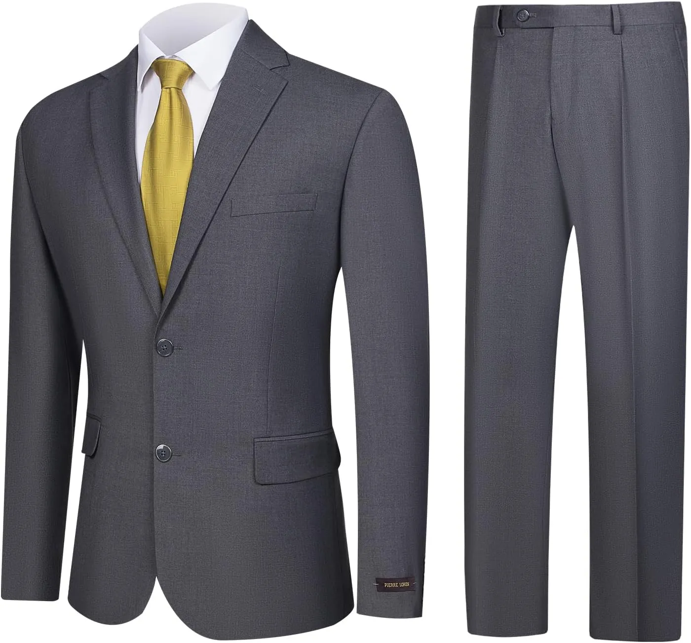 Men's 2 Piece Suits Classic Fit Single Breasted 2 Buttons Business Wedding Suit Jacket Blazer & Pleated Pants Set