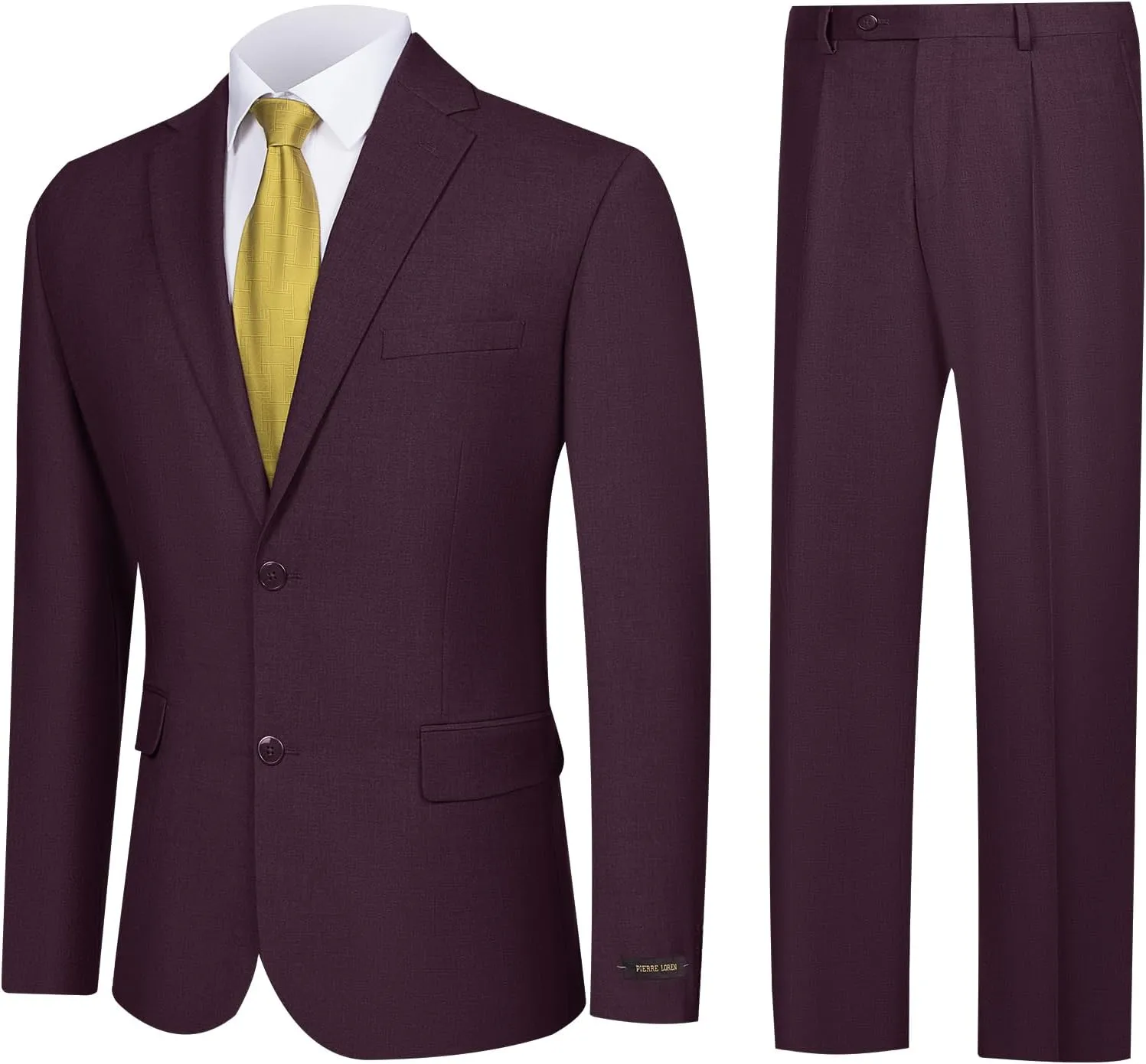 Men's 2 Piece Suits Classic Fit Single Breasted 2 Buttons Business Wedding Suit Jacket Blazer & Pleated Pants Set