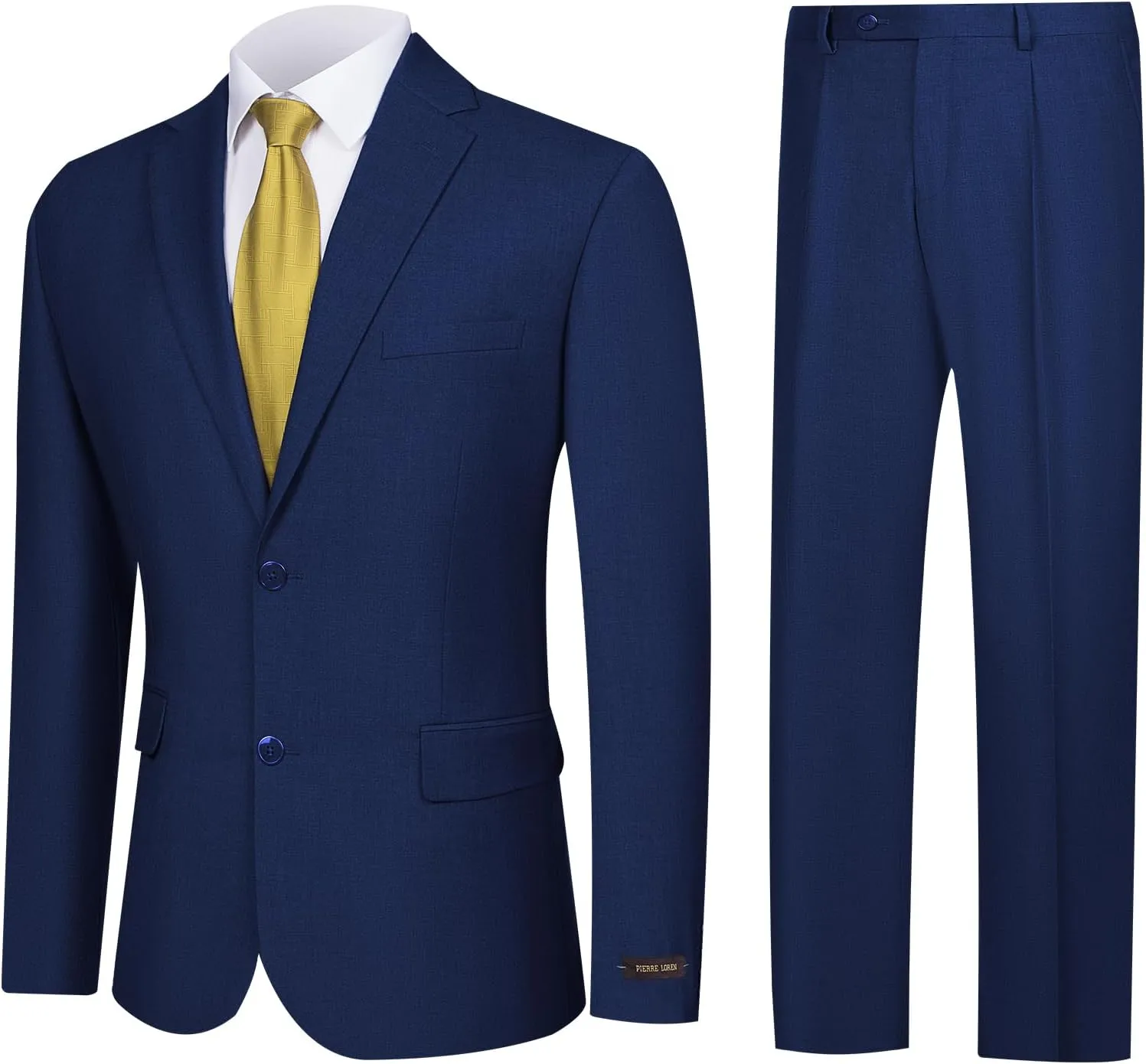 Men's 2 Piece Suits Classic Fit Single Breasted 2 Buttons Business Wedding Suit Jacket Blazer & Pleated Pants Set