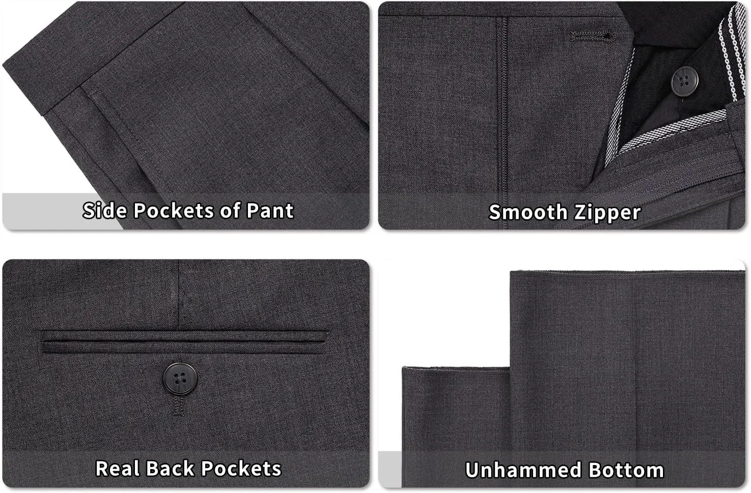 Men's 2 Piece Suits Classic Fit Single Breasted 2 Buttons Business Wedding Suit Jacket Blazer & Pleated Pants Set