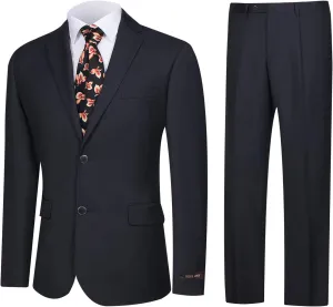 Men's 2 Piece Suits Classic Fit Single Breasted 2 Buttons Business Wedding Suit Jacket Blazer & Pleated Pants Set