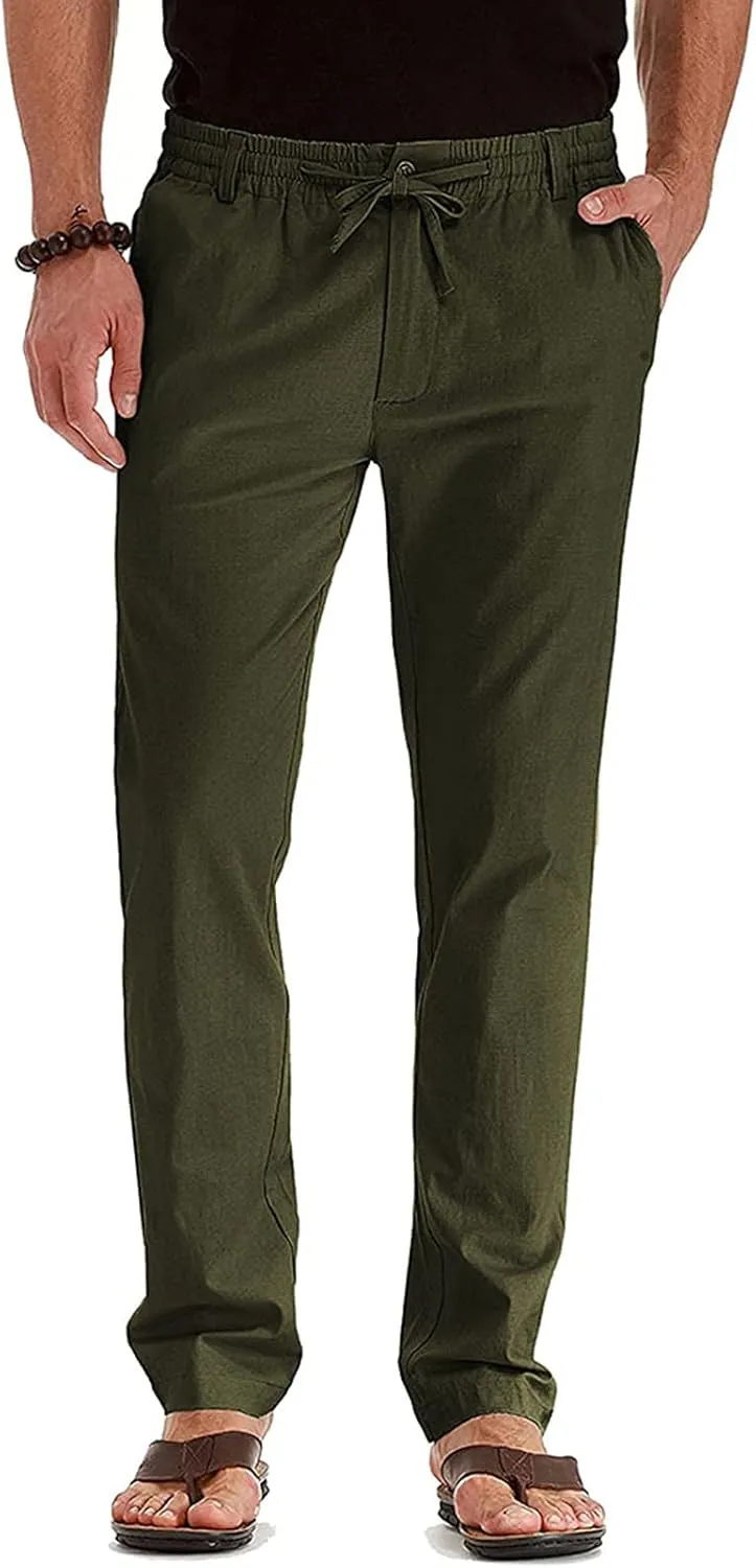 Mens Business Casual Pants Elastic Waist Dress Pants Trousers with Pockets Lightweight Flat Front Classic Fit Pants