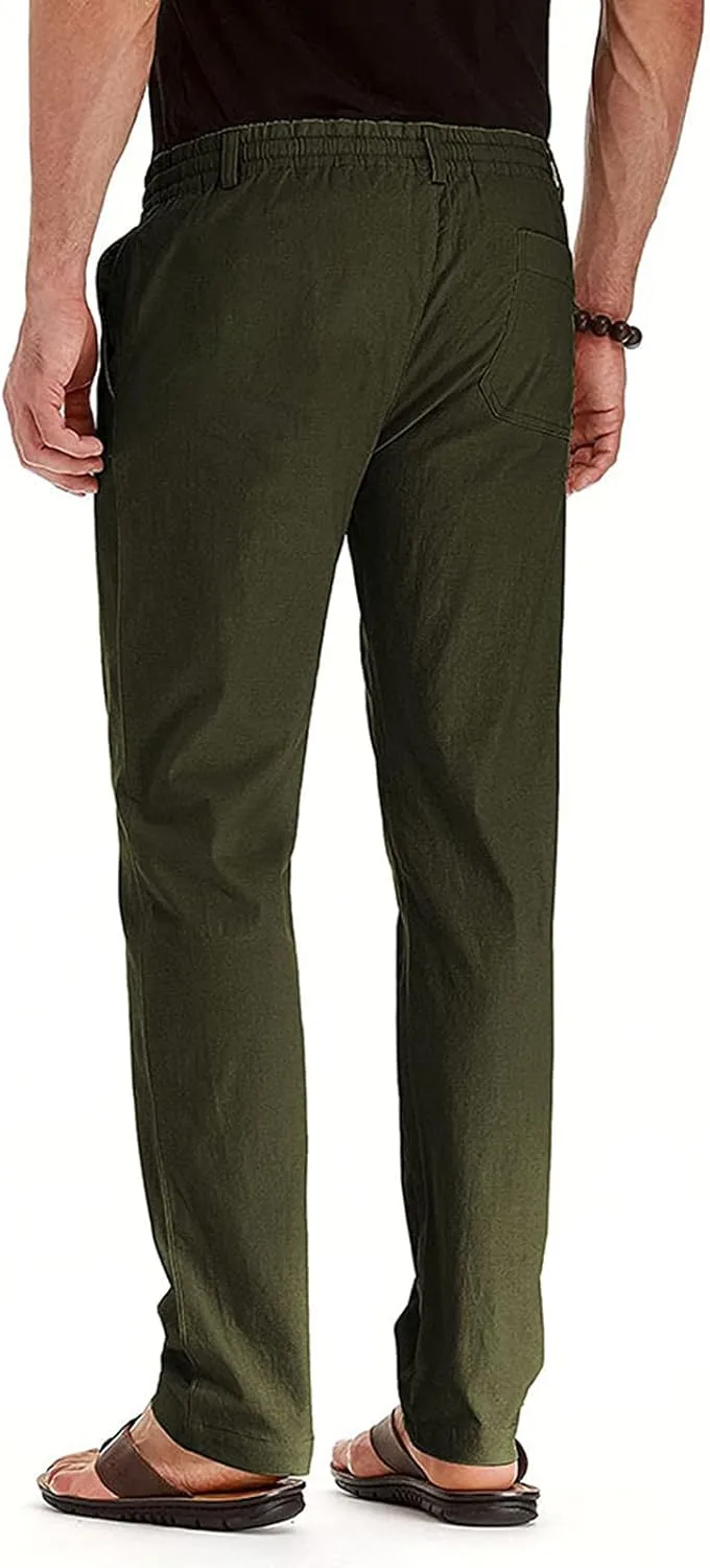 Mens Business Casual Pants Elastic Waist Dress Pants Trousers with Pockets Lightweight Flat Front Classic Fit Pants