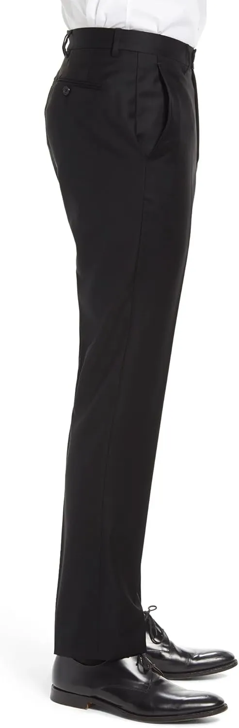 Men's Classic Fit Flat Front Dress Pants Expandable Waist Wrinkle Free Suit Pants for Men