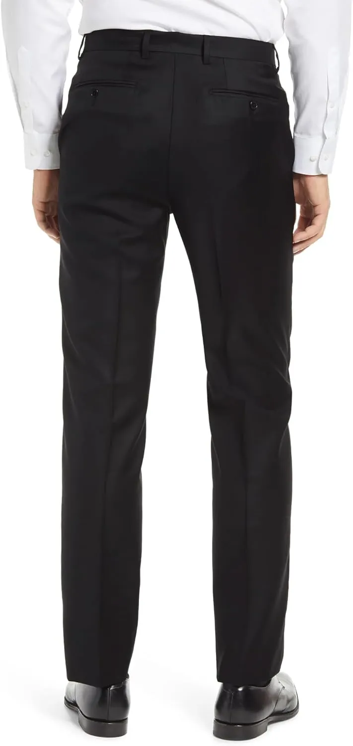 Men's Classic Fit Flat Front Dress Pants Expandable Waist Wrinkle Free Suit Pants for Men