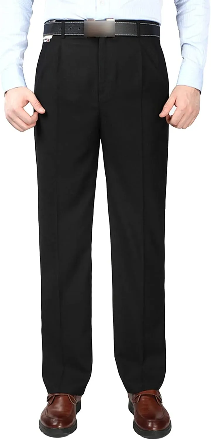 Men's Classic Fit Flat Front Dress Pants Skinny Casual Business Chino Pants Stretch Slim Fit Skinny Suit Pants (29,Black)